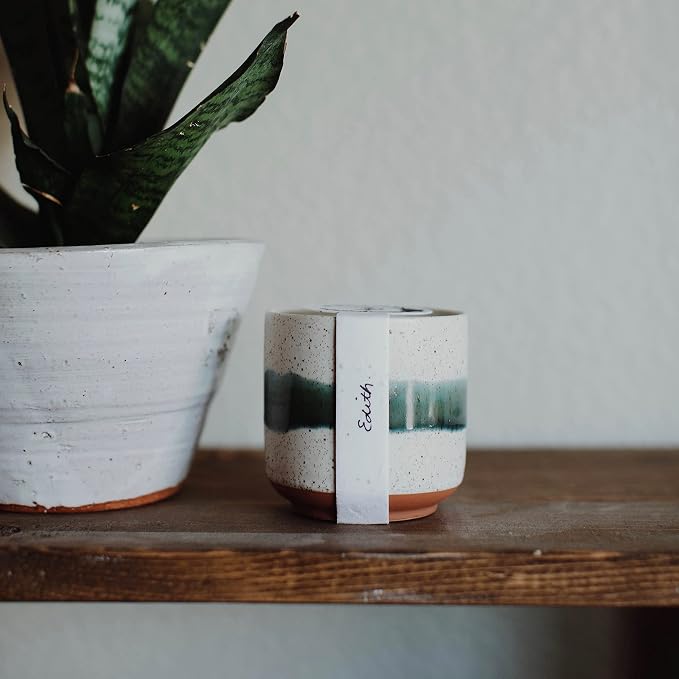 Hyggelight - The Growing Candle, Chai Scented, 8.5oz Ceramic Pot, Aromatherapy Candles for Home, 100% Soy, Edith