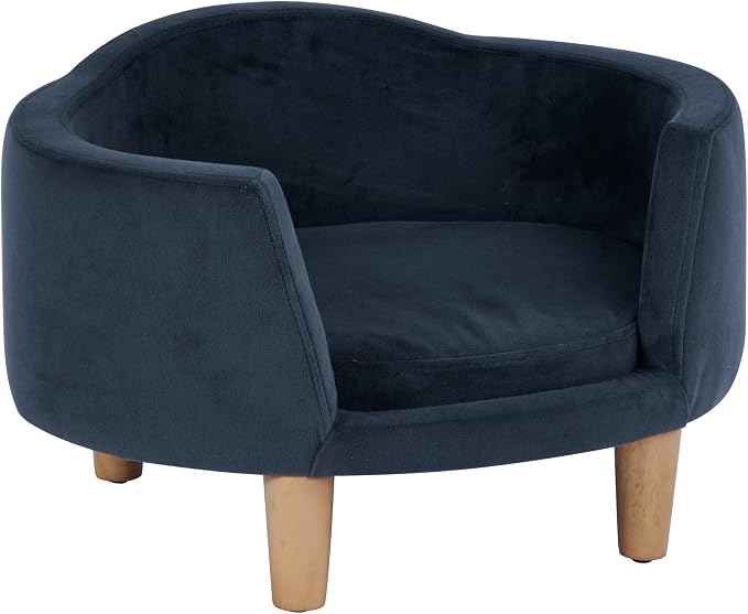 HomePop Curved Upholstered Pet Bed - Blue Velvet