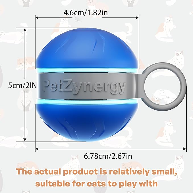 Speedy 2.0 Tail Interactive Cat Toys for Bored Indoor Adult Cats,Rechargeable Automatic Cat Toy Balls Self Moving Chirping,Electric Cat Ball Toy for Smart Kitten Enrichment Exercise Essentials(Blue)