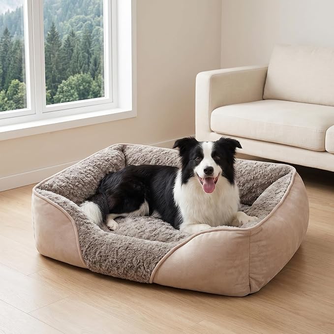 XX-Large Dog Bed for Large, Medium, Small Dogs - Rectangle, Washable, Orthopedic, Soft, Calming, Durable Pet Cuddler with Anti-Slip Bottom - XXL (42"x30"x10")