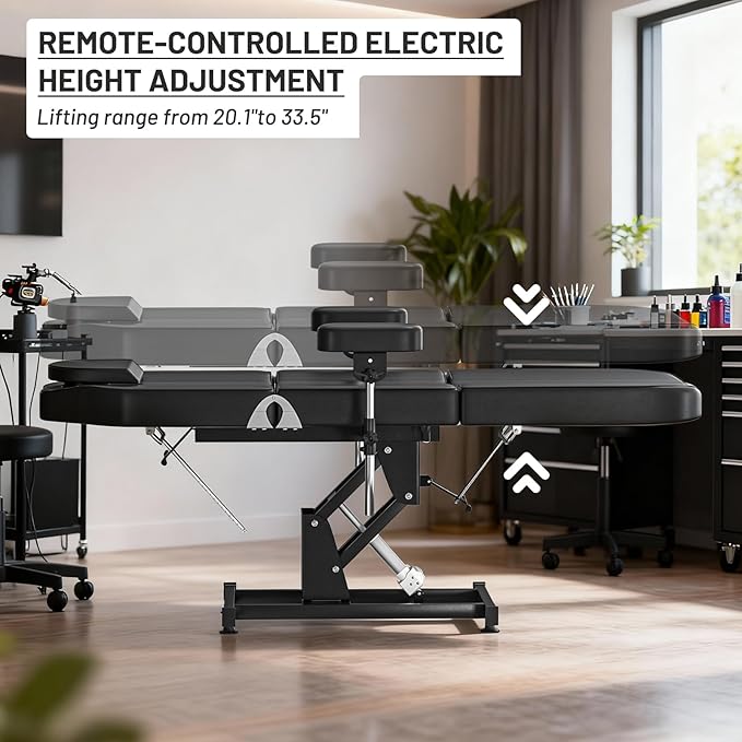 Electric Tattoo Chair for Client Height Adjustable Armrests Spa Beds for Esthetician Facial Bed for Esthetician