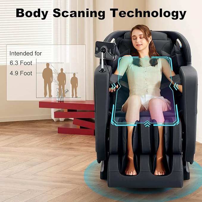 4D Massage Chair Full Body|Zero Gravity Shiatsu Massage Chairs Recliner with Heated Bluetooth Speaker Airbag Yoga Stretch, Foot Roller (Black)