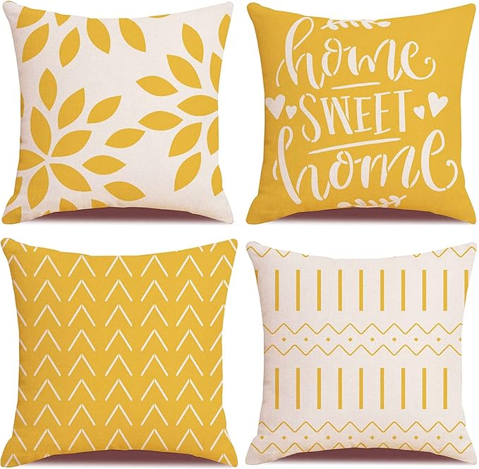 Throw Pillow Covers 24x24Inch, Pillow Covers 24x24,Squar Pillow Covers Set of 4 Boho Modern Farmhouse Neutral Decorative Pillowcases Linen Cushion Case for Couch, Bed, Home Decor