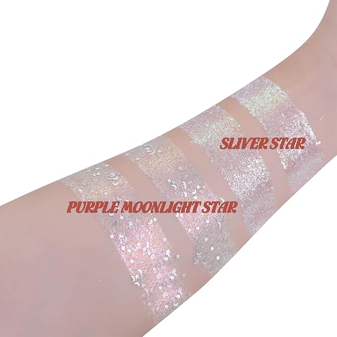 Face and Body Glitter, Makeup Paint for Eye Lip Hair, Festival Rave Accessories, Safe for Face, Easy Application & Removal, Silver