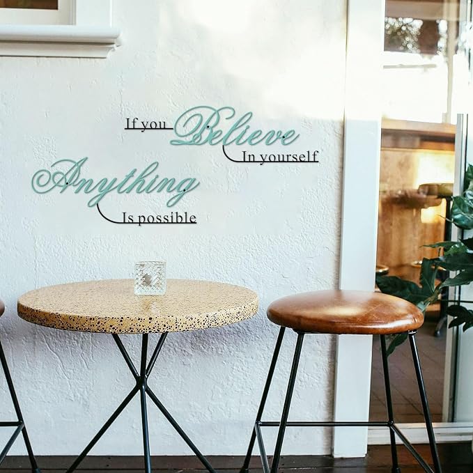 Resama If You Believe in Yourself,Anything is Possible Wall Art Decor 2 Pcs Metal Inspiration Encouragement Wall Art Sayings Black Inspirational Quotes Hanging Decoration(Colorful)