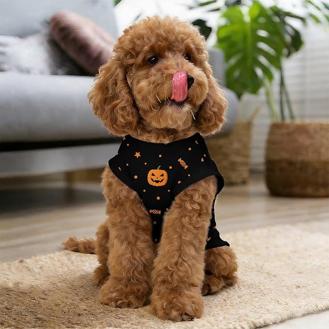 Halloween Pet Vest Pumpkin Pet Shirts Small | Jack-o'-Lantern Dog Shirt Vest cute pet Sleeveless Vests Ice Silk Dog T-Shirts holiday Dog Clothes Halloween Canine Wear