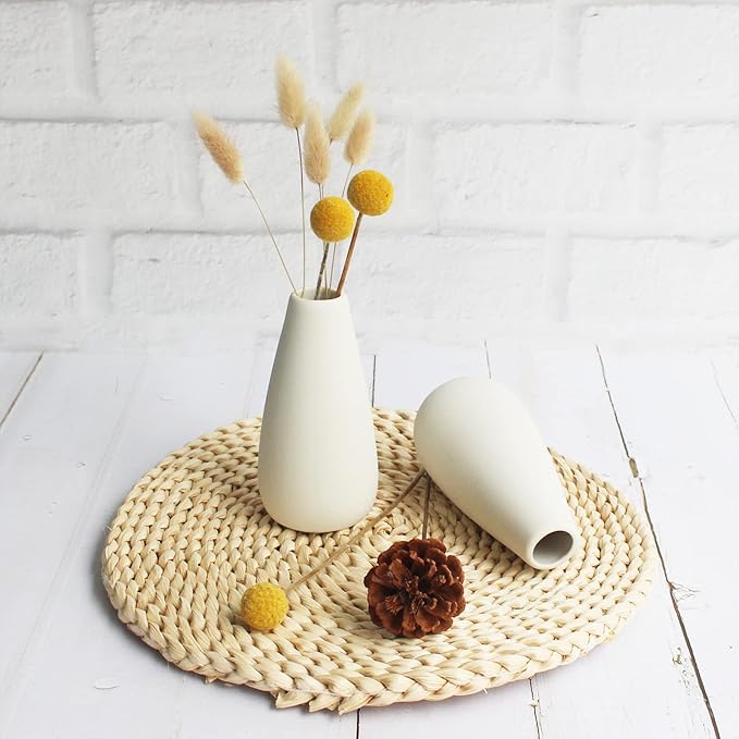 YANLING 6 Pack Small White Vase for Home Decor, 5 in Modern Ceramic Vases | for Pampas Grass, Boho Vase White Vases for Dried Flowers, Wedding Dinner Table Party