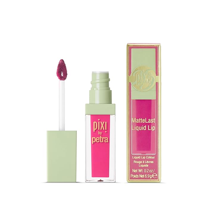 Pixi Beauty MatteLast Liquid Lip | Long-Wearing Matte Lip Color with Rosehip Oil | Hydrating & Comfortable | Precision PixiPetal Applicator | Hot Pink | 0.24 oz/6.9 g
