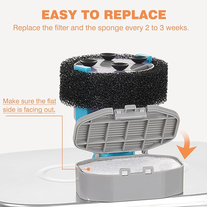 Rellaty Cat Water Fountain Stainless Steel | 8 Filters Replacement & 8 Pre-Filter Sponges