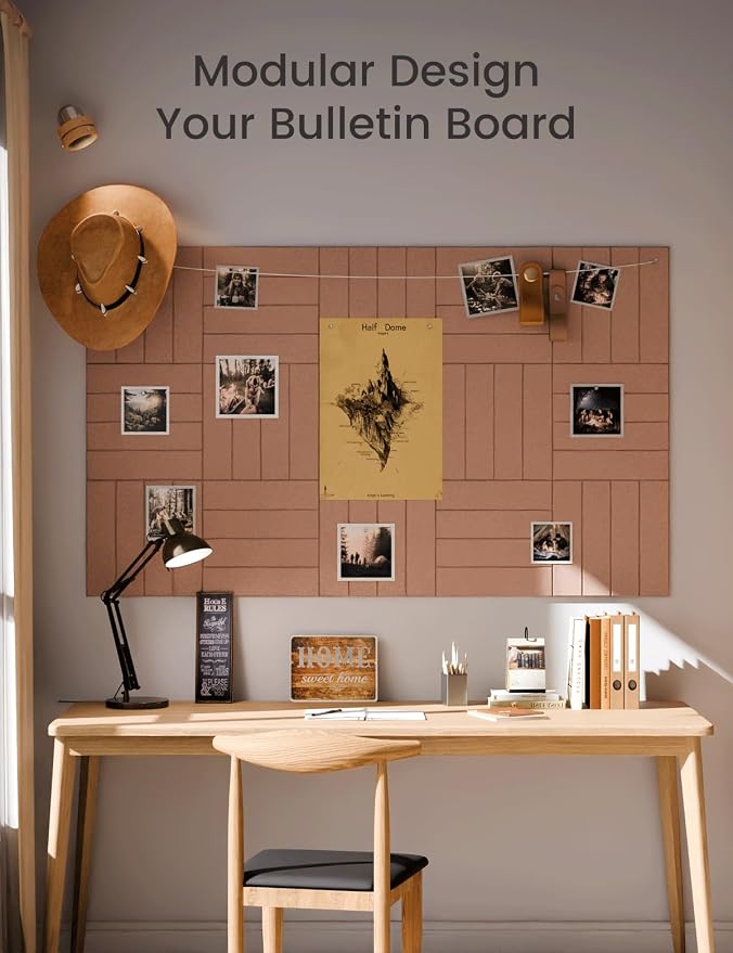 Fluxynara 48" x 36" Large Felt Bulletin Board, Terracotta | 12 Pack Cork Board Alternative with 60 Safe Adhesive Tabs, Pin Boards for Wall Decor, Home, Office, Classroom,Dorm