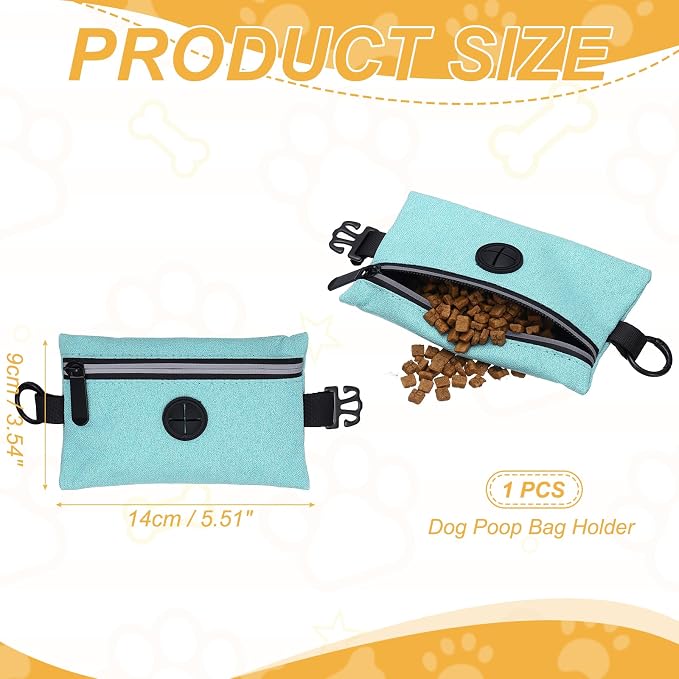 Dog Poop Bag Holder, Pet Waste Bag Dispenser Dog Treat Pouch with Zipper Oxford Cloth Portable Reusable Easy Cleanup(1Pcs, Sky Blue), Intended for Outdoor/Travel/Walking