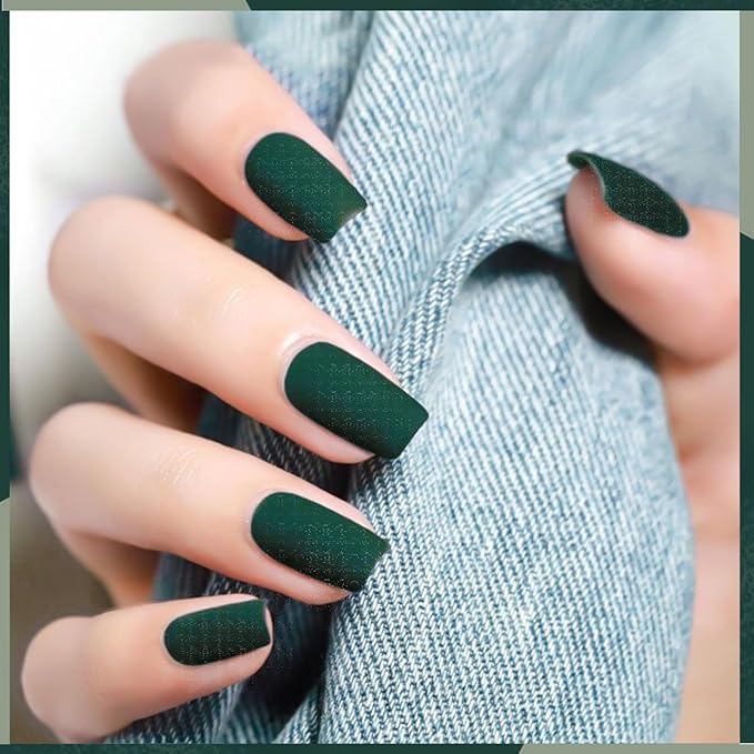 Velvet Emerald Matte Green Nail Polish - Quick Dry, Shimmery Forest