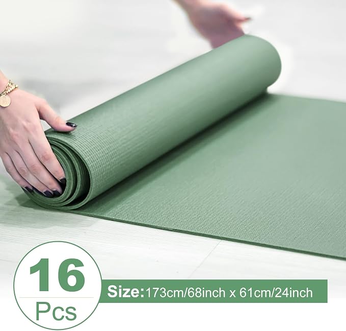 3 mm Thin Yoga Mats Bulk, Lightweight PVC Exercise Mats Non Slip Workout Fitness Pads for Yoga Pilates Stretching Classes Gym Home Studio, Easy to Clean