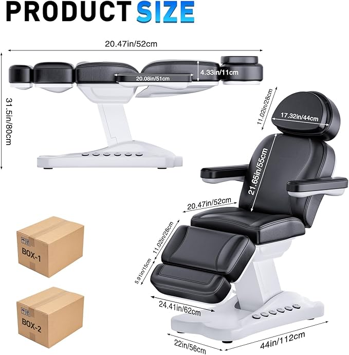 Fully Electric Massage Table with Lift, 1500lbs Capacity - Professional Adjustable Facial Bed for Estheticians, Spa & Waxing, Heavy-Duty 550lbs Capacity 2r5 2r7 (Black - Fully B)
