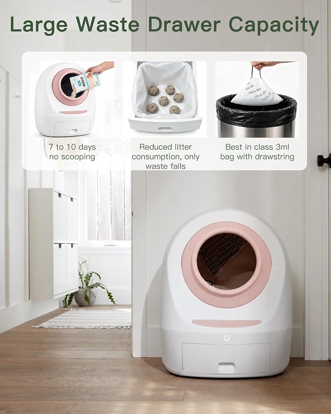 Casa Leo Automatic Self-Cleaning Cat Litter Box | with Leo’s Loo Too Wi-Fi App & Voice Control, App Weight Tracking, UV Odor Control, Safety Sensors, 30dB Quiet