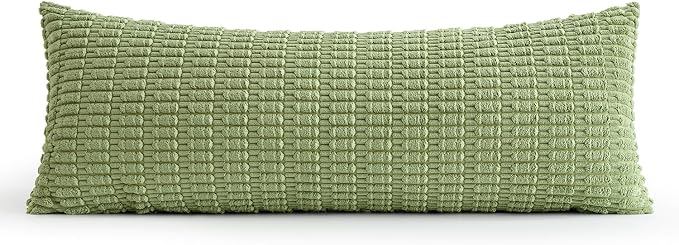 MIULEE Lumbar Corduroy Throw Pillow Cover for Bed 14x36 Beige Pack of 1 | Soft Long Decorative Cushion Cover Boho Farmhouse Accent Pillowcase Sofa Couch Livingroom Home Decor