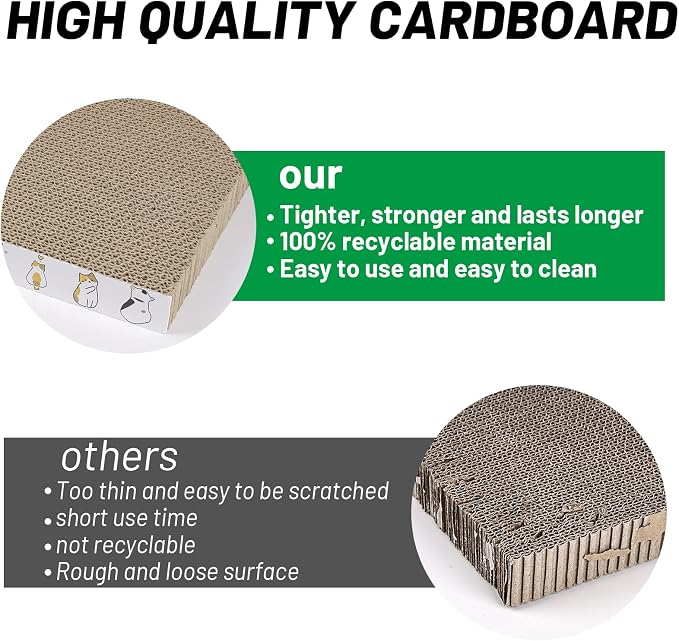 PatiencET Cat Scratcher Cardboard 3 PCS with Catnips | Flat Double-Sided, Scratch Pad, For Indoor Small Medium Cats Kittens