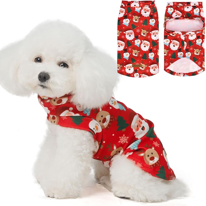 Christmas Cat Sweater Warm Fleece Pet Clothes for Cats Only | Soft Cat Vest Puppy Hoodie Coat, Fall Cold Winter Sweatshirt Pullover Clothing also for Small Dogs, Xmas L