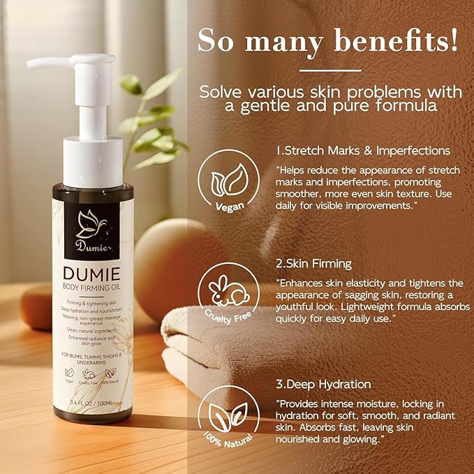 Body Firming Oil, 3.38 FL 0Z, Korean Skin Care Post-Shower Body Oil for Women-With 767,000ppm Jojoba Oil,toTighten, Hydrate & Nourish Dry Skin, Lightweight and non-greasy texture-Luxury Spa Gift