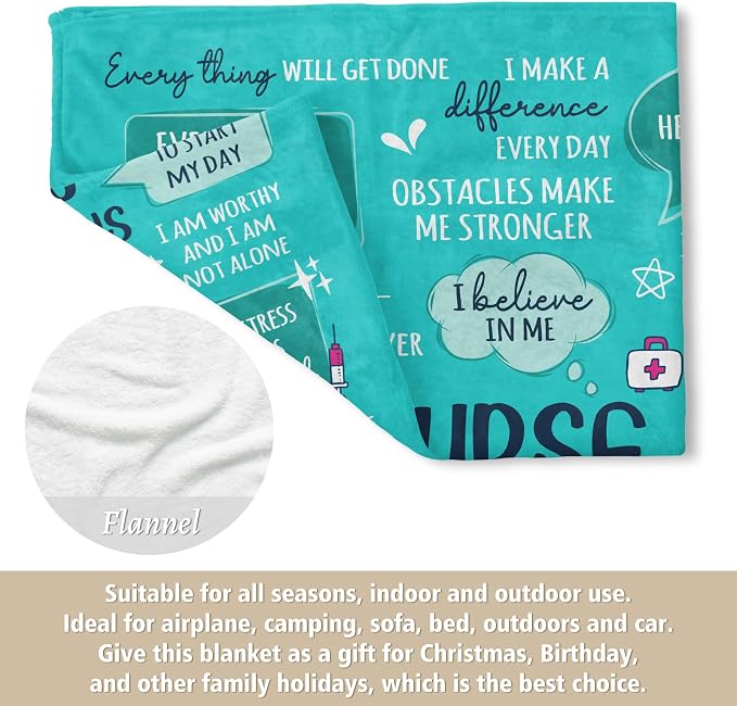 Craftique Nurse Gifts for Women Men- Nurse Blanket with Daily Affirmations | LPN RN Gifts for Nurses, Appreciation/Graduation/Christmas/Birthday Gifts for Nurse, Nursing School, Nurses Week/Day, Soft