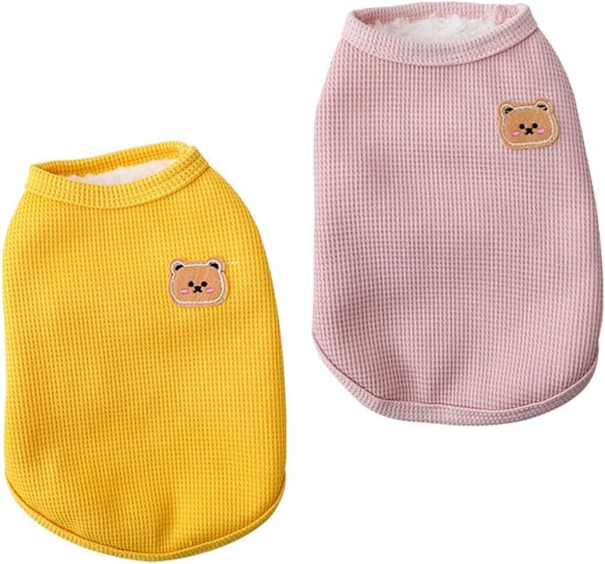 Fleece Cotton Dog Shirt - Winter Warm Lightweight Pet T-Shirts, Soft Breathable Stretchy Sleeveless Vest for Medium Small Dogs
