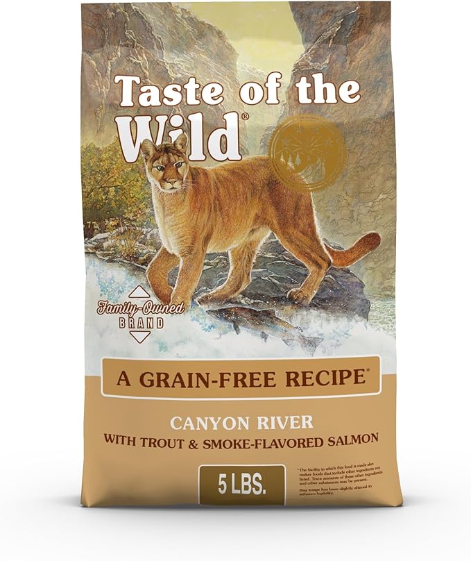 Taste of the Wild Canyon River Cat Food Trout & Smoke-Flavored Salmon, 5lb | Kitten, Adult & Senior Cats |Grain Free Recipe* |Nutrient Dense to Help Support Peak Health |Taurine for Heart & Eye Health