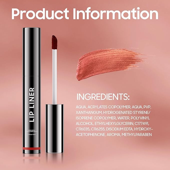 OETUIOW Lip Stain Peel Off, Lip Liner Moisturizing Long-Lasting & Waterproof, Transfer Proof & Plumping, Non-Stick Cup, 2PCS Mauve