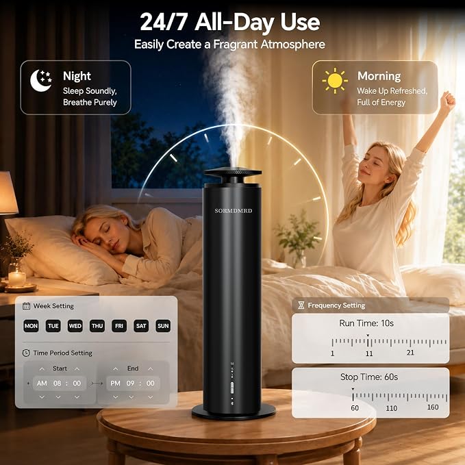 Waterless Scent Diffuser Starter Kit with 5 Oils Covers up to 2000 Sq Ft | Cold Air Diffusers for Home, Hotel, Office, Aromatherapy Diffuser with Adjustable Mist, Timer, App, Remote & Touch Control