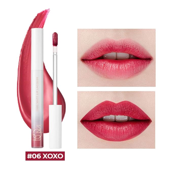 bom OMG Matte Lip Lacquer Waterproof Long Wearing Cherry Pink Liquid Lipstick Matte Finish Full Coverage 0.14 oz (Cherry Pink)