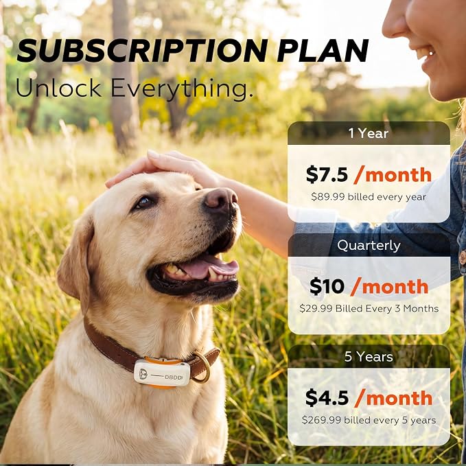 DBDD Smart GPS Tracker for Dogs - Real-Time Location & AI Health Assistant, Waterproof Electronic Fence Collar for Escape