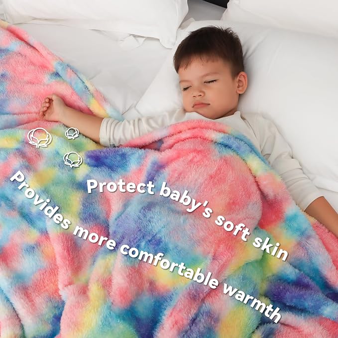 MUGD Soft Rainbow Blankets Fleece Soft Fuzzy Throws Kids Warm Easter Blanket for Bed Couch, Kids Colorful Gifts Easter Throw Basket Stuffers