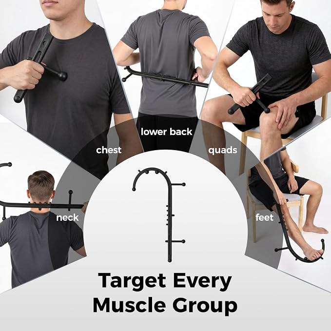 Detachable Trigger Point Massage Cane, One-Click Disassembly Massage Hook for Back, Neck & Shoulder Pain Relief, Pressure Point Massage Tool for Muscle Recovery (J Hook)