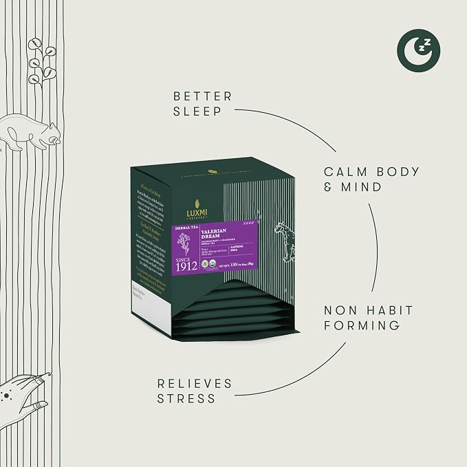 Luxmi Estates Valerian Dream Organic Valerian Root Tea (90 Tea Bags) Caffeine Free Tea Bags