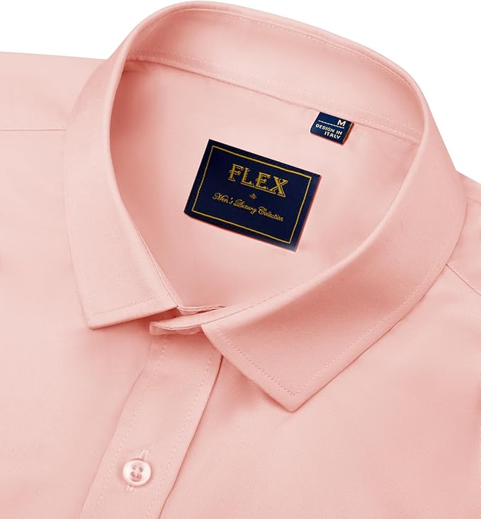 J.VER Men's Dress Shirts Solid Long Sleeve Stretch Wrinkle-Free Formal Shirt Business Casual Button Down Shirts
