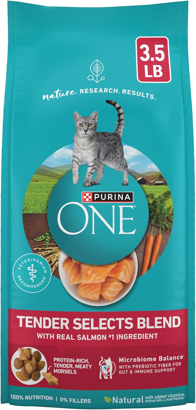 Purina ONE Natural Dry Cat Food, Tender Selects Blend With Real Salmon - 3.5 lb. Bag