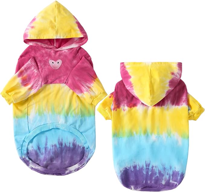 Dog Cotton Tie dye Hoodie Colorful Pullover Sweatshirts Soft and Stretch Pets Clothes Hooded for Large Dogs(Colorful XL)
