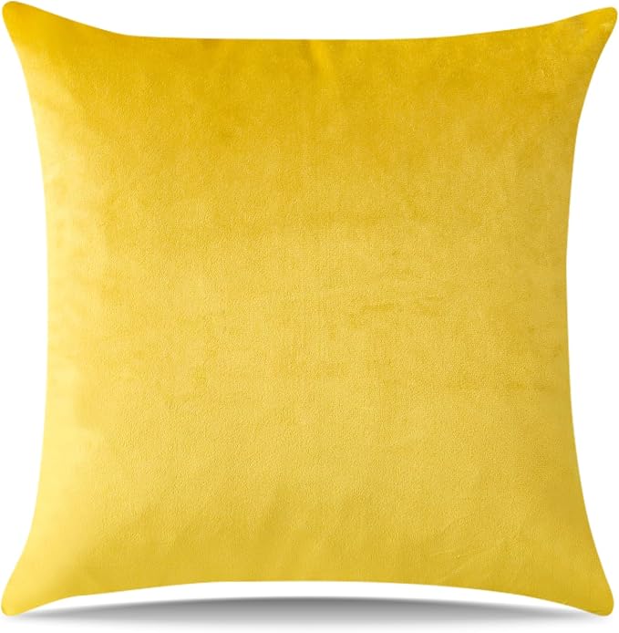 Artscope Luxury Velvet Pillow Covers Decorative Square Pillowcases Soft Solid Cushion Cases for Couch Sofa Bedroom Home Decor 24x24 Inch Golden Yellow