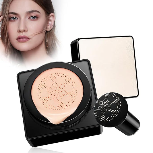 Mushroom Head Air Cushion CC Cream - Long-Lasting & Waterproof New Mushroom Head Screw Lid Concealer Makeup Base for All Skin Types, Create Natural Face Makeup (Nude)