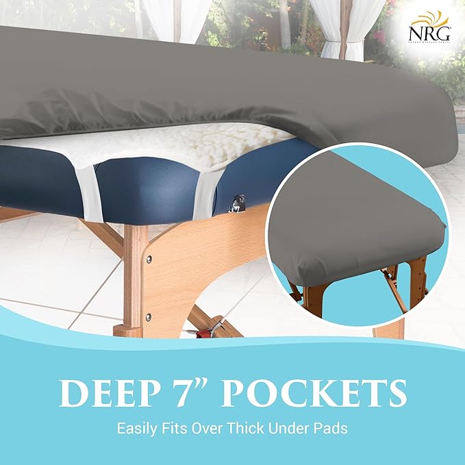 Deluxe Flannel Flat Massage Table Sheets by NRG - 100% Cotton Flannel Massage Linens - 160 GSM, 200 Thread Count - Soft Double Brushed Cotton - Oversized for Better Coverage - 63" x 100" - Color Stone