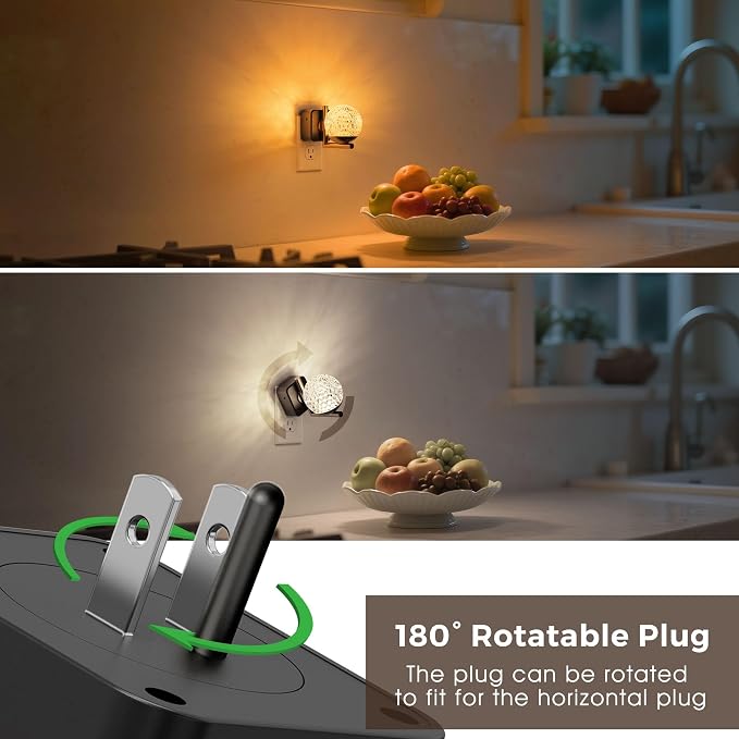 L LOHAS LED Night Lights Plug Into Wall, Dusk to Dawn Sensor | 10-Color RGB Dimmable Night Light, 180°Rotating Plug in Night Light for Bathroom, Hallway, Bedroom, Stairway