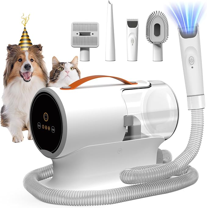 Fixr Pet Grooming Vacuum & Dog Hair Vacuum, 12000Pa Powerful Pet Grooming Kit with 2L Large Dust Cup, Low Noise Dog Vacuum for Shedding Grooming Hair, 3 Suction Levels, 5 Grooming Tools