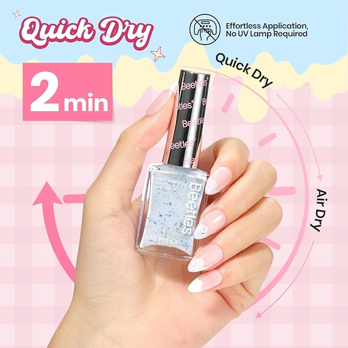 Beetles Pastel Nail Polish Set - Butter Kiss, 6 Colors Glitter Spring Nail Polish Quick Dry Set, Spring Nails Art, Long Lasting Shine DIY Manicure Easter Nails Gift for Her