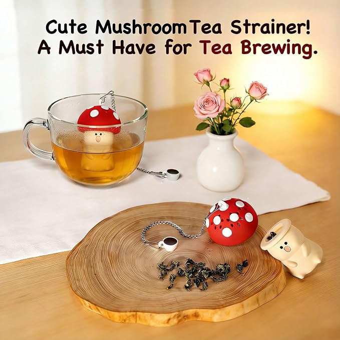 2PCS Mushroom Tea Infusers Tea Strainers For Loose Tea Mushroom Gifts