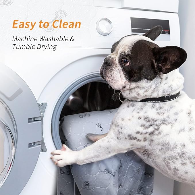 Reusable Puppy Pads, 24x36 Washable Pee Pads for Dogs with Non-Slip Bottom | Whelping Mats, Waterproof, Bone Print, puppy training pads, Absorbency, Leakproof, Machine Washable, Quick Dry, Housebreaking