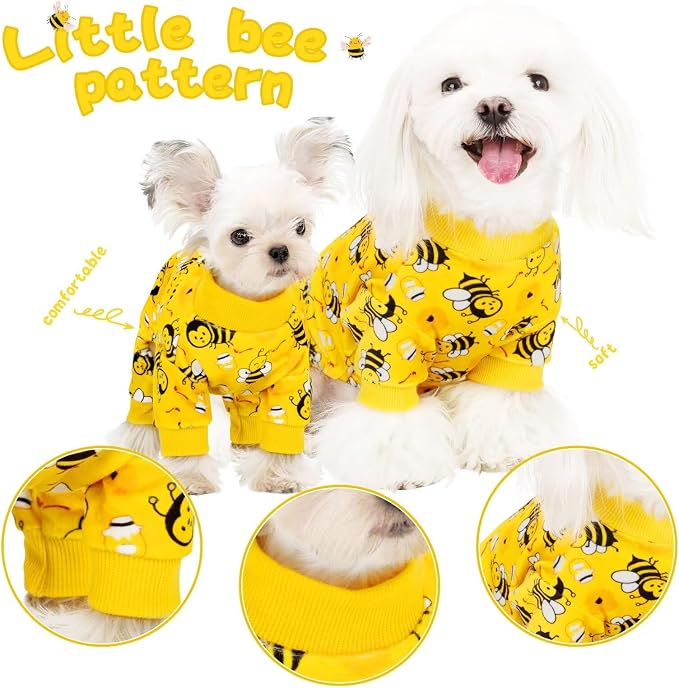 Dog Pajamas Onesie: Comfortable Four-Legged Apparel for Small, Medium, & Large Dogs, Polyester Material for Comfort, Wrinkle Resistance, Moisture Wicking, Stretchiness Cute Bee Pink XL