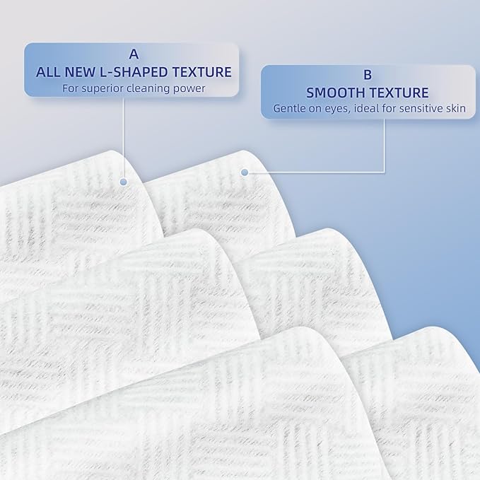 Clean Face Towels XL, Special Ed., 10"×12" Biobased Facial Towels, Disposable Face Towelette, Makeup Remover, L-shaped Textured, Enhanced Cleaning for Skin Care, 50 Count (1 Pack)