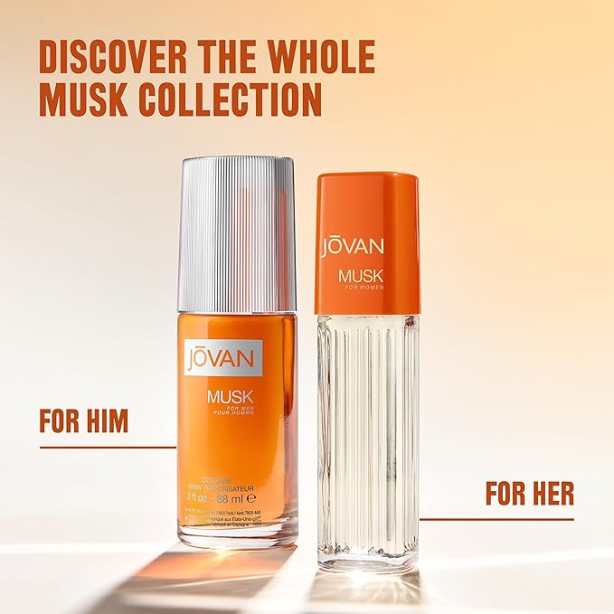 Jovan Musk for Women Eau de Cologne Spray 2 fl oz (Pack of 1), Sexy Perfume for Women, Notes of Jasmine, Amber, and Neroli, Women's Fragrance, Long Lasting, Everyday Fragrance, Travel Size