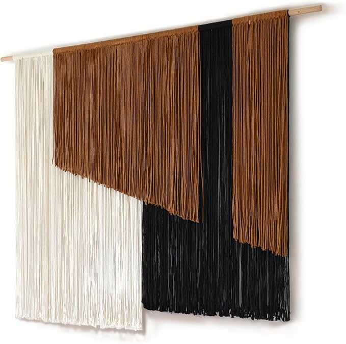 Jakalin Macrame Wall Hanging, Dip Dye Fiber Yarn Art, Boho, 57"x43" | Hand-dyed Cotton, Fine Craftsmanship, Boho Tapestry, Living Room, Bedroom, Nursery, Apartment Decor