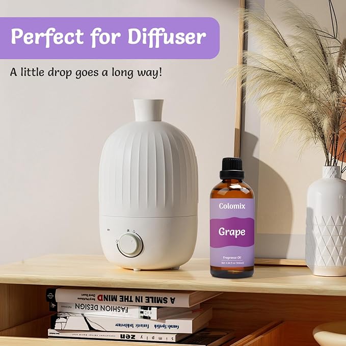 100ml Grape Fragrance Oil, Premium Essential Oils for Diffusers for Home - Candle Scents for Candle Making, Soap Making Supplies and More DIY Projects, Gift Scented Oils
