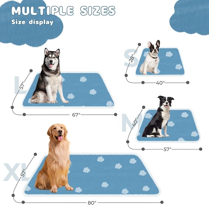 Luciphia Waterproof Dog Blanket for Small Dogs Cats Soft Reversible Fleece | Puppy Pet Blanket, Indoor Cats, Washable Cute Cozy Throw, Bed Cover, Couch Furniture Protector Gift(57" x 40", Blue)